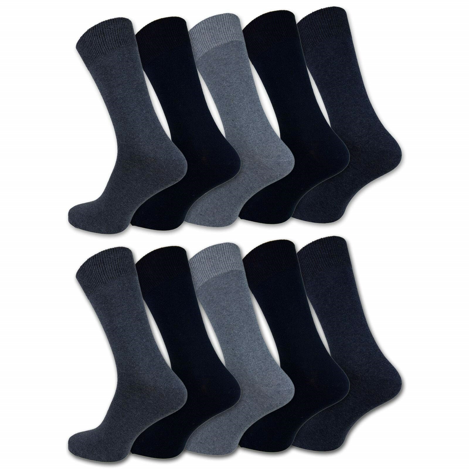 10 Paar Socken Herren Damen Baumwolle Schwarz Herrensocken Business Komfort-Bund
