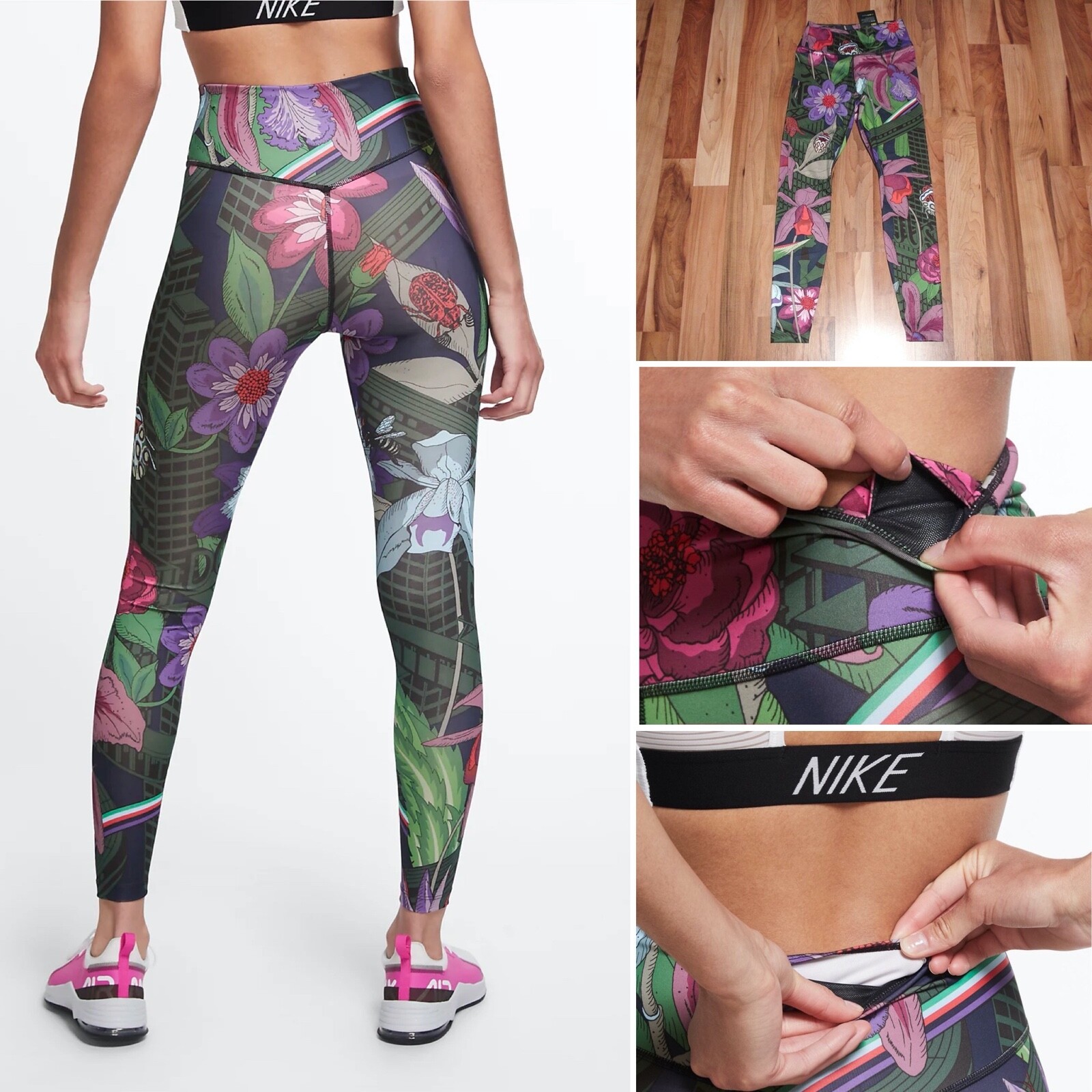 Nike Women's ONE Icon Clash Floral Training Running Tights Pants CU5054 635  S | eBay