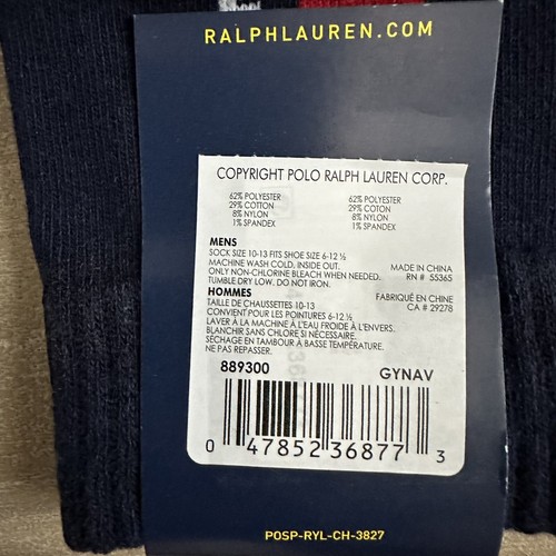 Polo Sport Ralph Lauren Men's Crew Socks Navy/Grey American Flag 1 pair New