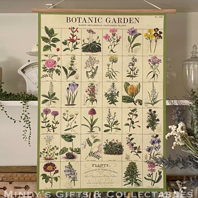 70cm Vintage Cavallini Botanic Garden Poster Print Linen Paper Wall Art