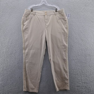 Catherines Womens Chino Pants 20W Beige High Rise Lyocell Blend NEW