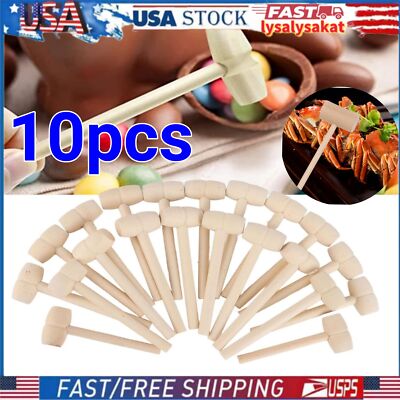 10pcs Wooden Hammer Toys Meat Hammer Hitting Hammer Crab Mallet Meat Pounder