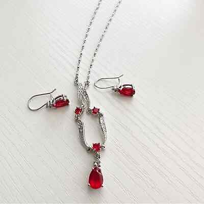 Avon Silver Ruby Tone / Style Victorian Elegant Necklace