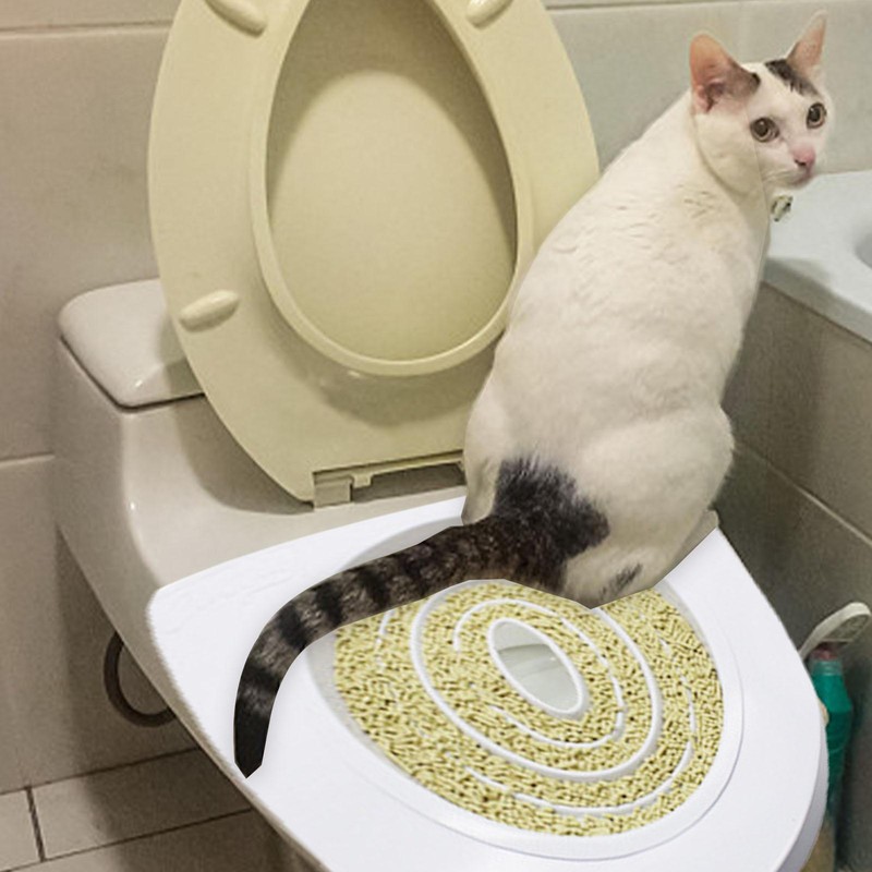 White Plastic Pet Cat Toilet Training Kitty Cat Cleaning System Training Litter