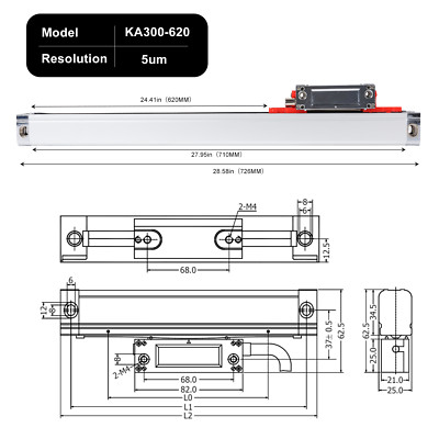 2 3 4 Axis LCD Digital Readout DRO Display Linear Glass Scale Encoder 4''~40'' CNC