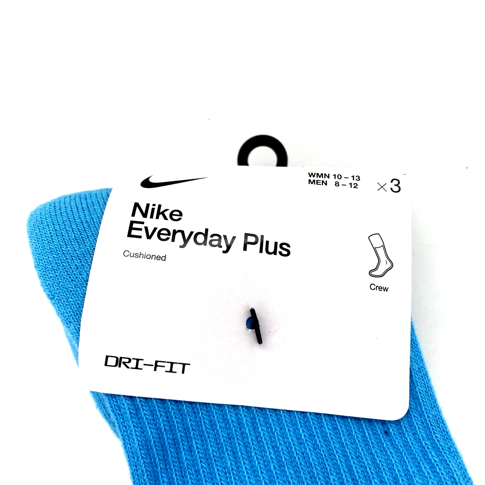 Men's Nike Everyday Plus Cushioned 3-Pack Crew Socks (8-12) Blue Cream Navy