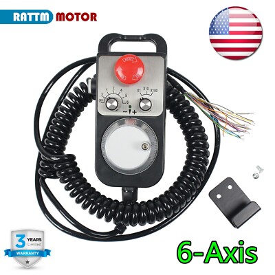 【USA】Universal 6 Axis CNC Handwheel MPG Pendant w/ E-Stop For CNC Router Machine