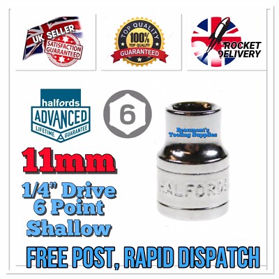 11mm Halfords Advanced HI-TORQ 6 Point Socket 1/4 Drive Shallow *FREE POST*