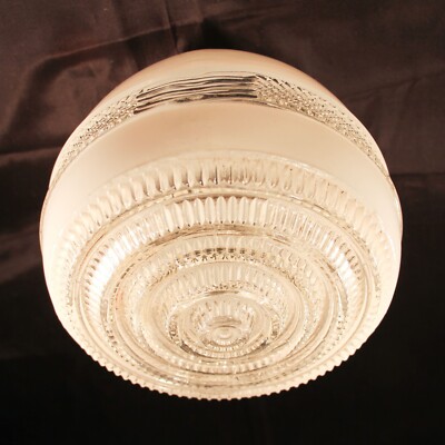 6'' vintage glass ceiling globe bullseye white paint clear diamond texture