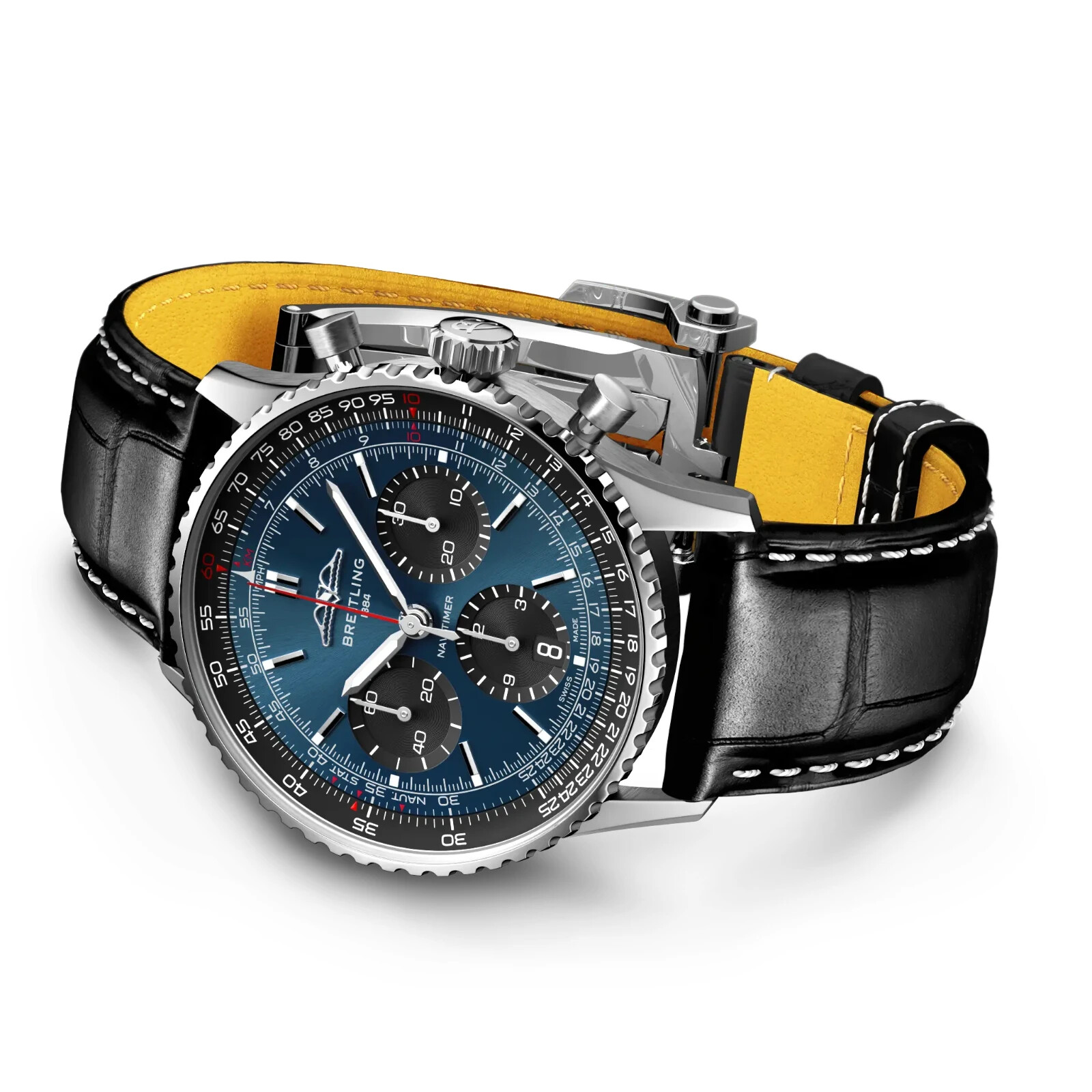 Pre-owned Breitling Navitimer B01 Chronograph 41 Bue Dial Black Strap Watch Ab0139241c1p1
