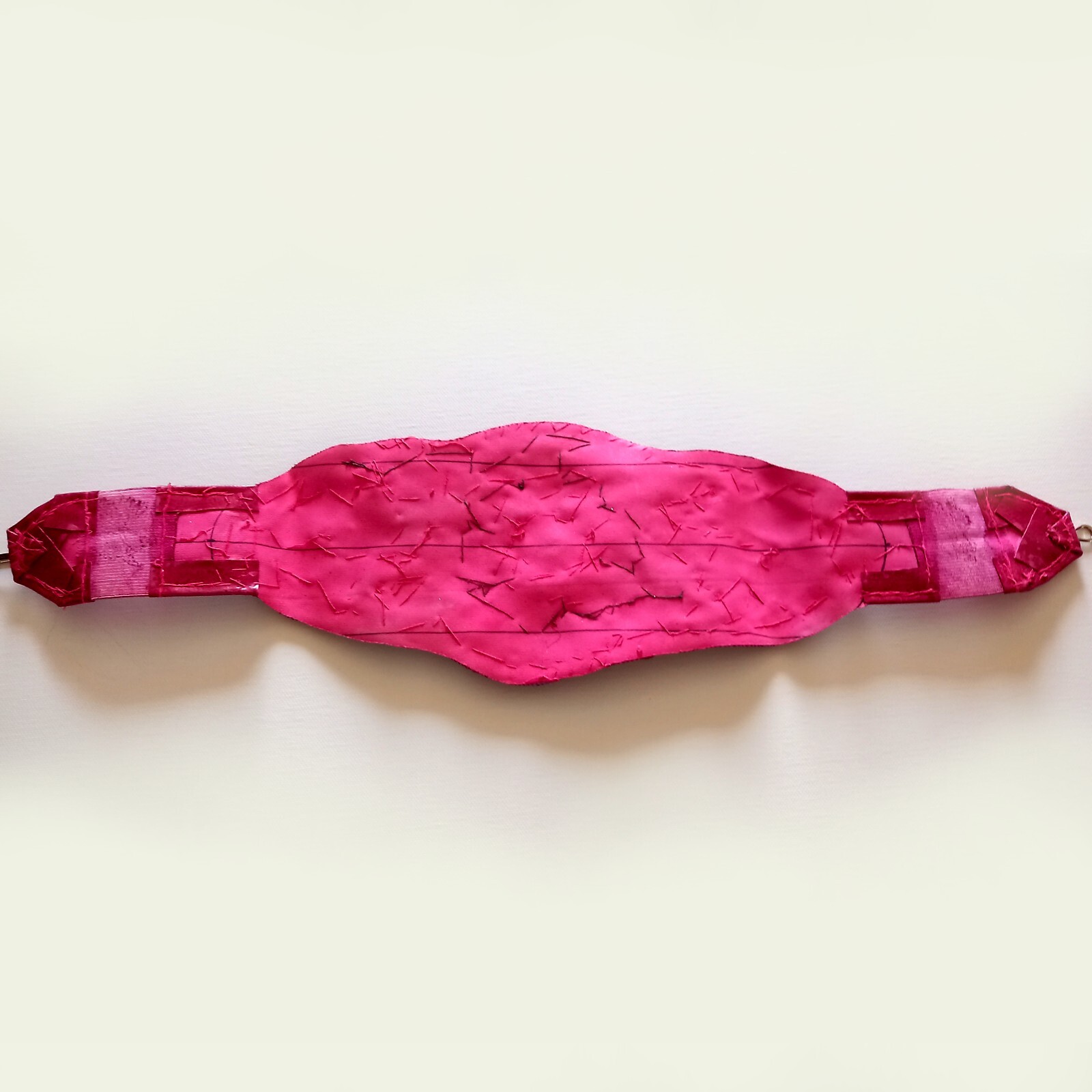 Pre-owned Amira Di Transilvania Women Accessories Belt Faux Leather Embroidered Macrame Rhinestones Pink Flowers