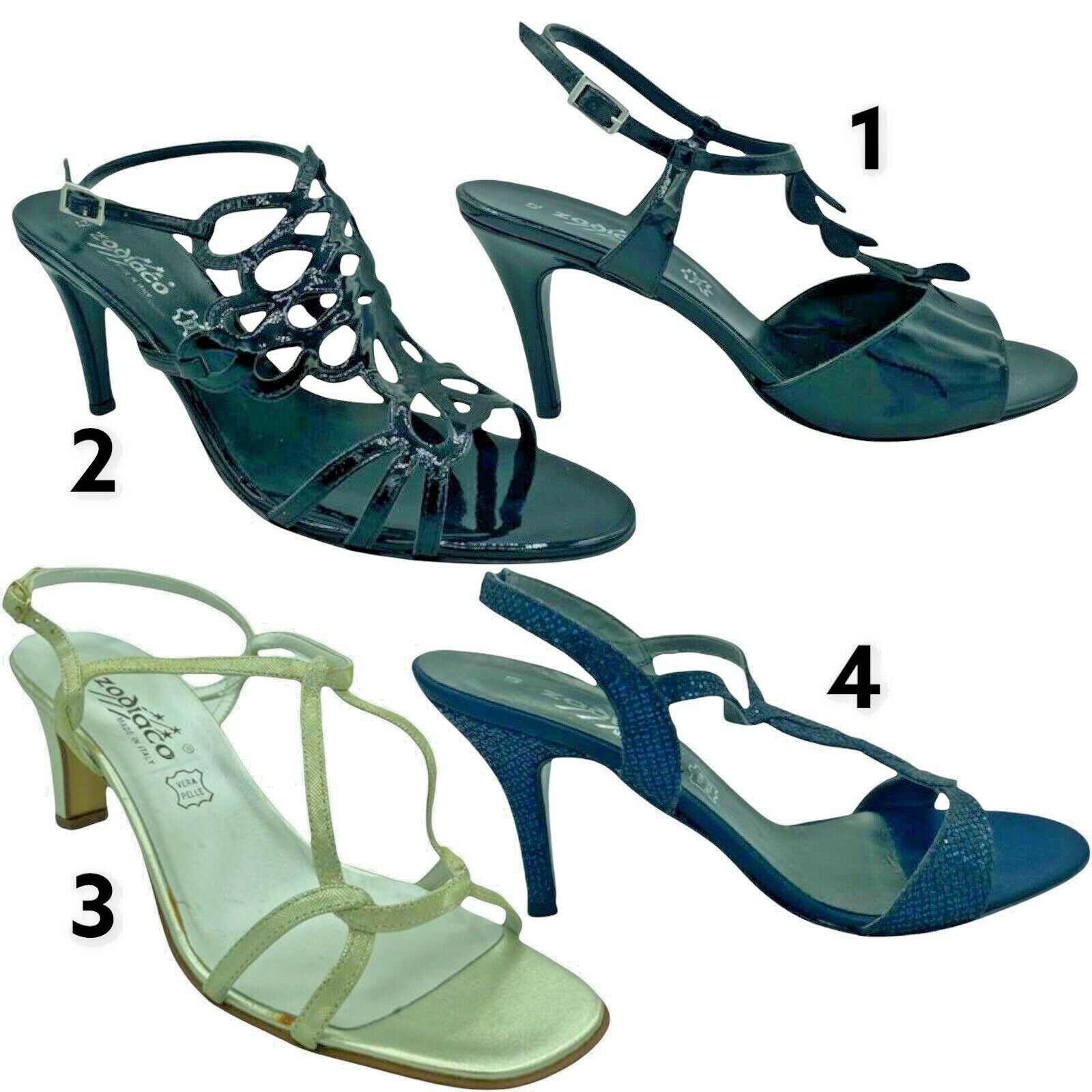 ZODIACO High Heels Shoes Formal Slip On Leather Ladies Open