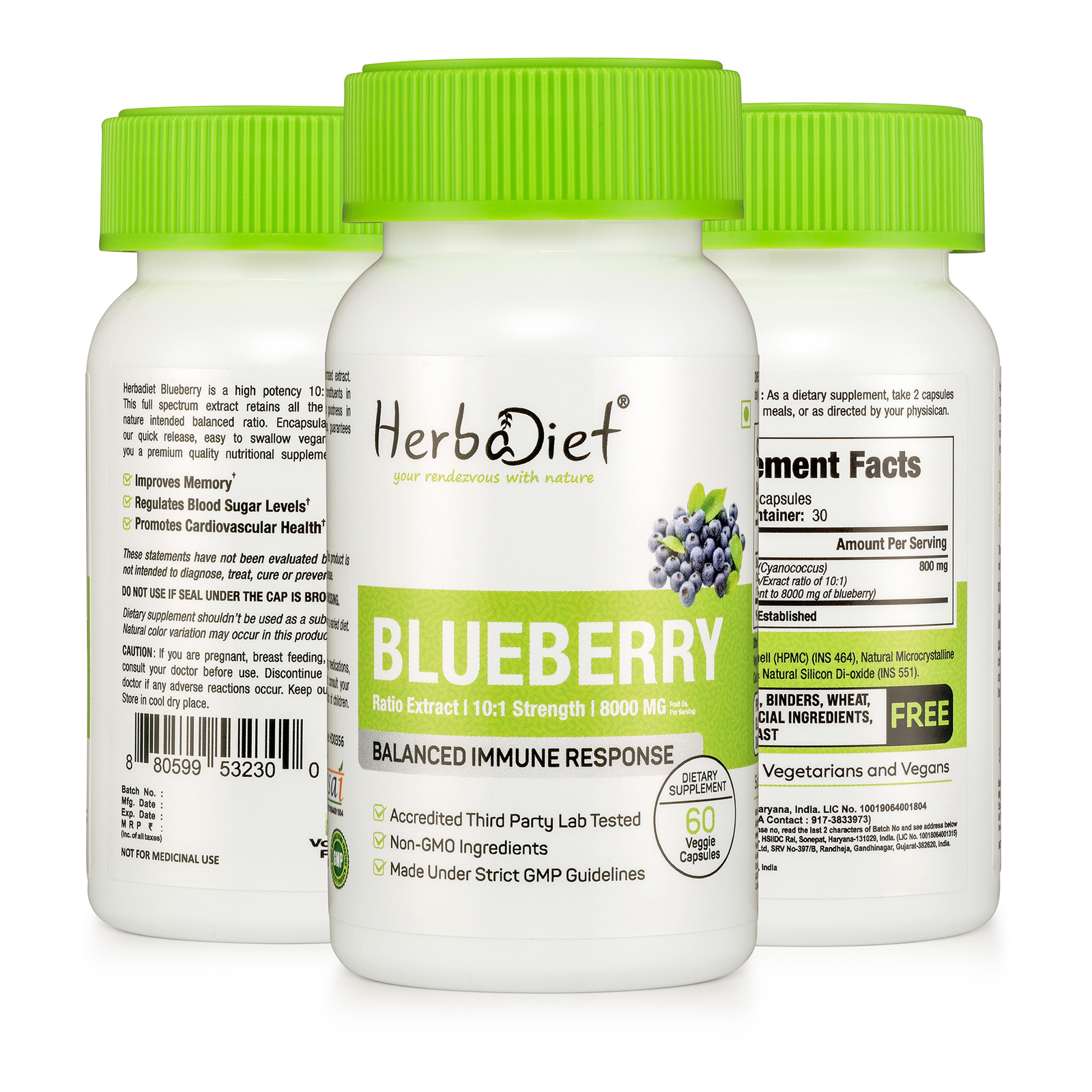 Wild Blueberry Fruit Extract 800mg Veg 120 Capsules Antioxidant Brain Health - Picture 4 of 4