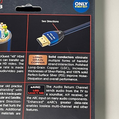 AUDIOQUEST Ocean 48 7.5' 4K-8K-10K In-Wall HDMI Cable Blue/Black (New Other)