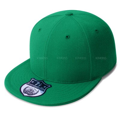 Premium Solid Fitted Baseball Cap Hat Blank Plain Flat Bill 9-Sizes Trucker II