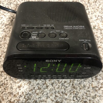 Sony Dream Machine AM/FM Alarm Clock Radio Model ICF-C218 Gray Black