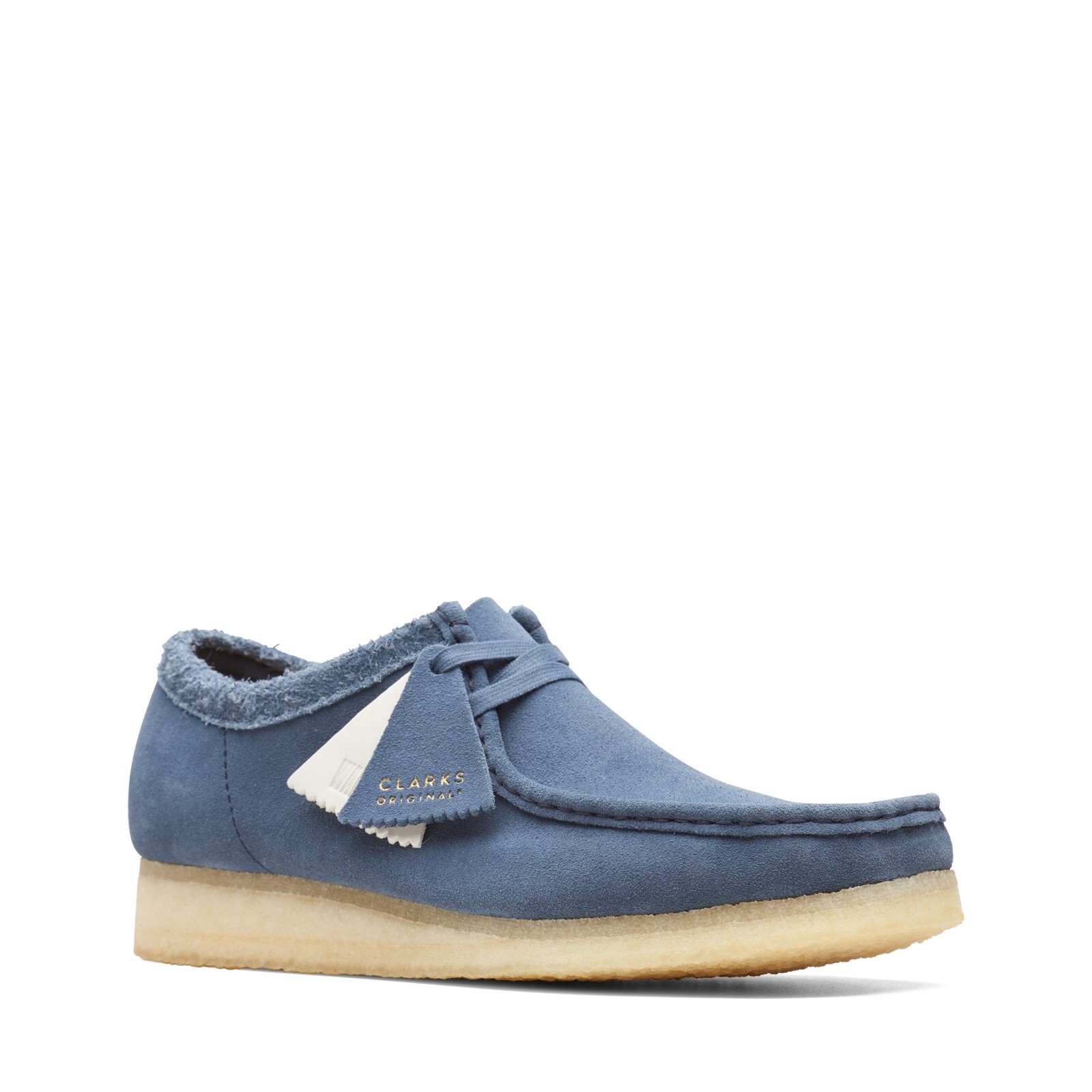 navy blue suede wallabees