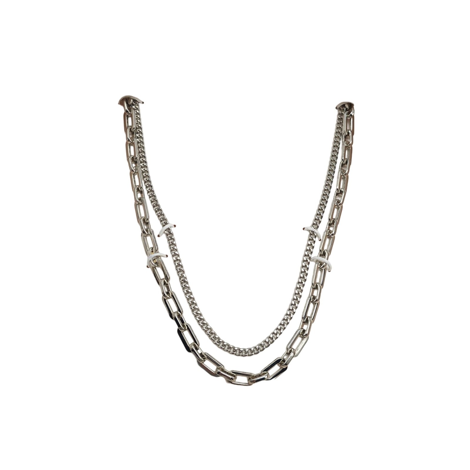 モンブラン Zara Silver Tone Chain Necklace Monday To Friday Collection