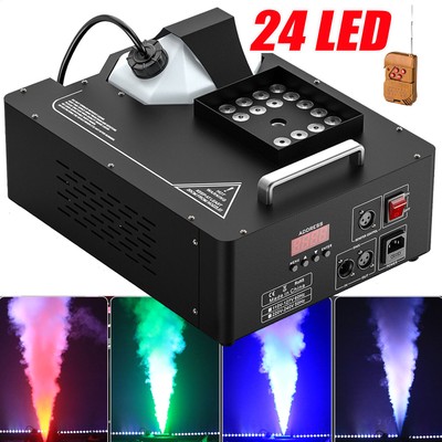 Fog Smoke Machine DMX RGB 24LED Stage Light Effect Vertical Sprayer W/ Remote