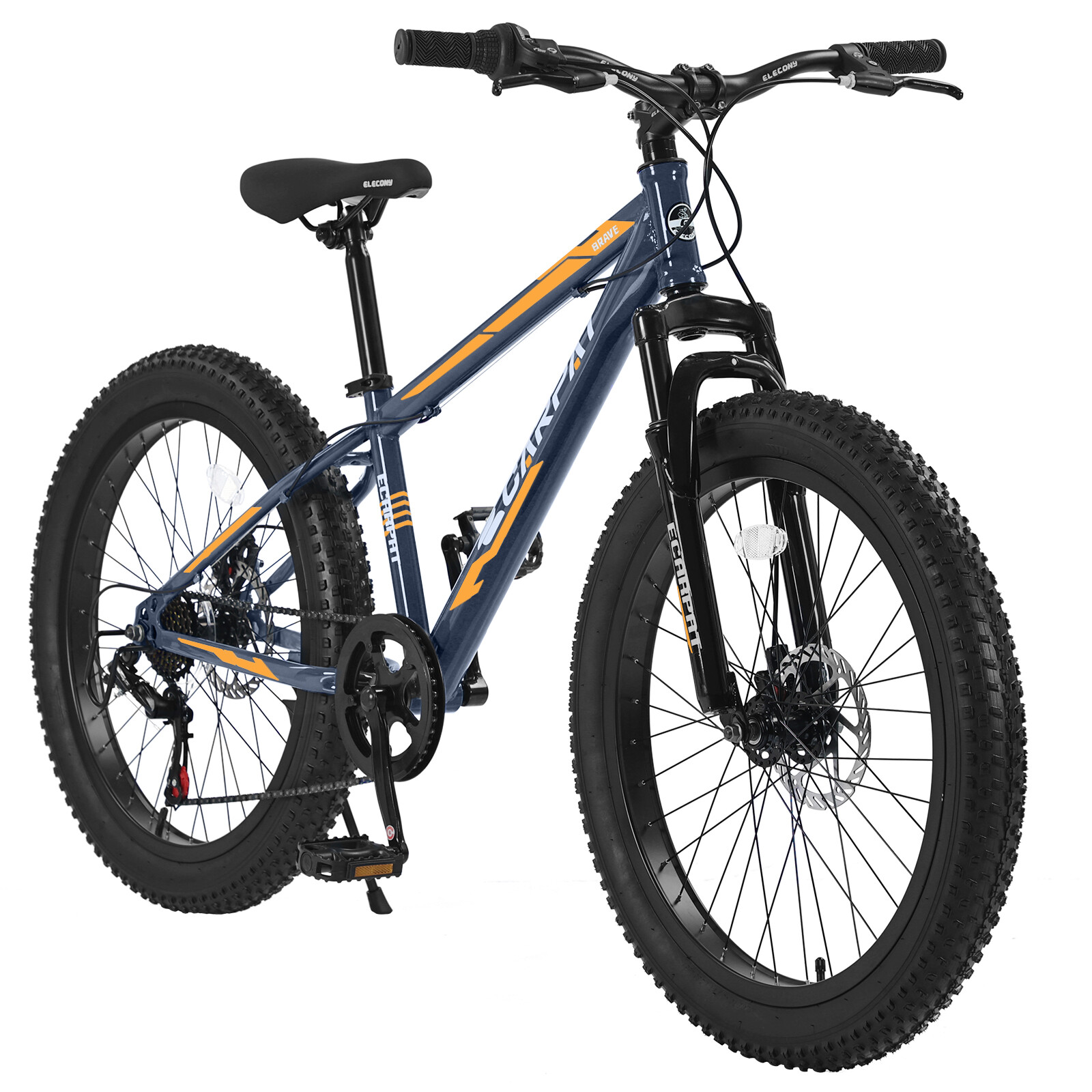 24" Fat Tire Bike Adult/Youth 7 Speeds MTB Bike High-Carbon Steel Frame Bicycle