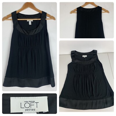 Ann Taylor Loft Womens Tank Top Blouse Sleeveless Color Black Size XSP