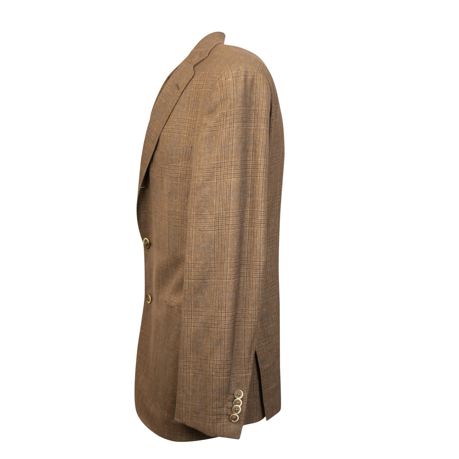 Pre-owned Caruso Brown Plaid Wool Blend Single Blazer Size 42/52 $1395