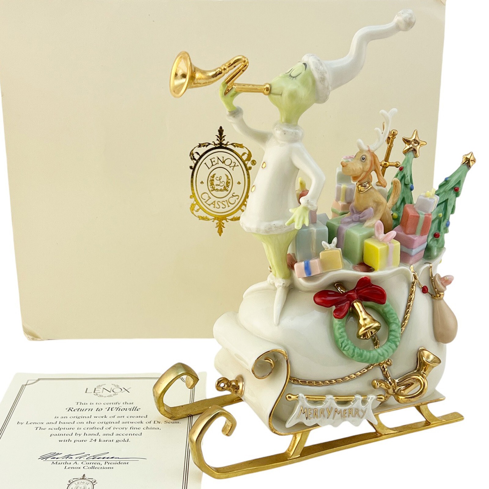 Lenox China RETURN to WHOVILLE The Grinch & Max on Sleigh w Lenox China RETURN to WHOVILLE The Grinch & Max on Sleigh w