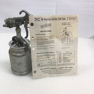 Vintage DEVILBISS Spray Gun MBC Sprayer Canister w/ Type KR-115 Suction Feed Cup