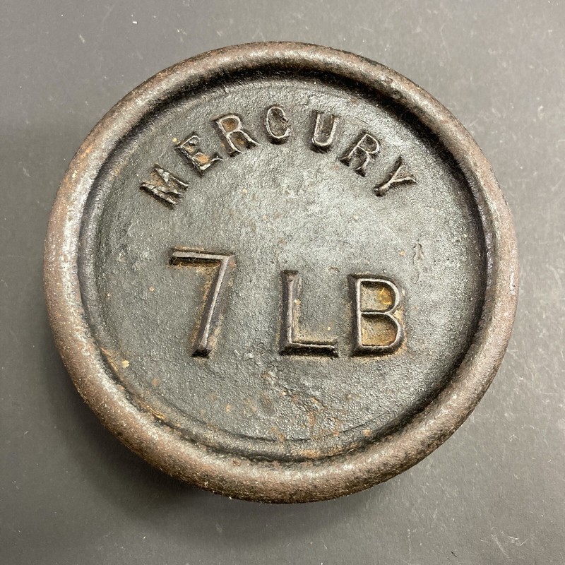 Large Antique Round Mercury Cast Iron 7lb Vintage Kitchen Balance Scale Weight Ebay