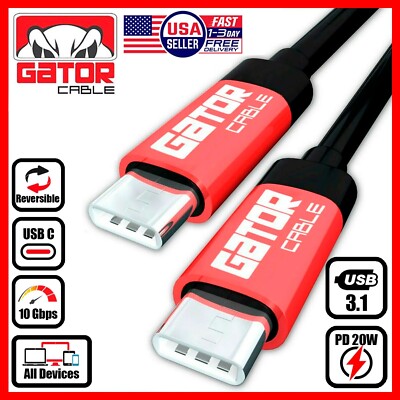 USB-C to USB-C 3.1 Charger Data Cable Rapid Fast Charge Type C PD 20W 5A Power