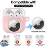 LDSXAY 2 in 1 Silicone Case Compatible with AirPod 4 and AirTag, Shockproof Protective Skin Cover for AirPods 4th Generation with Cleaner Kit and Carabiner (Pink)