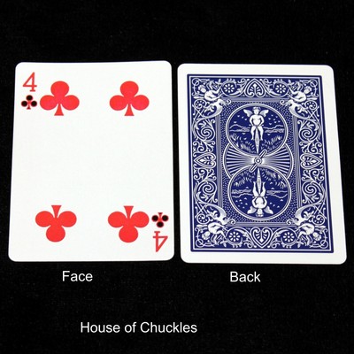 4 of Clubs - Reverse Color - Red n Black - Blue Bicycle Back Gaff Playing Card