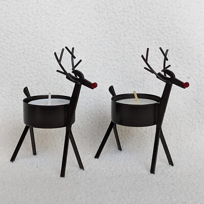 Sur La Table Reindeer Tea Light Holders Pair