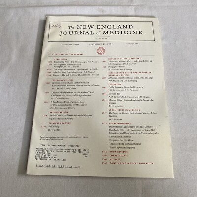 2004 September 23 The New England Journal Of Medicine Biomedical Study (MH657)