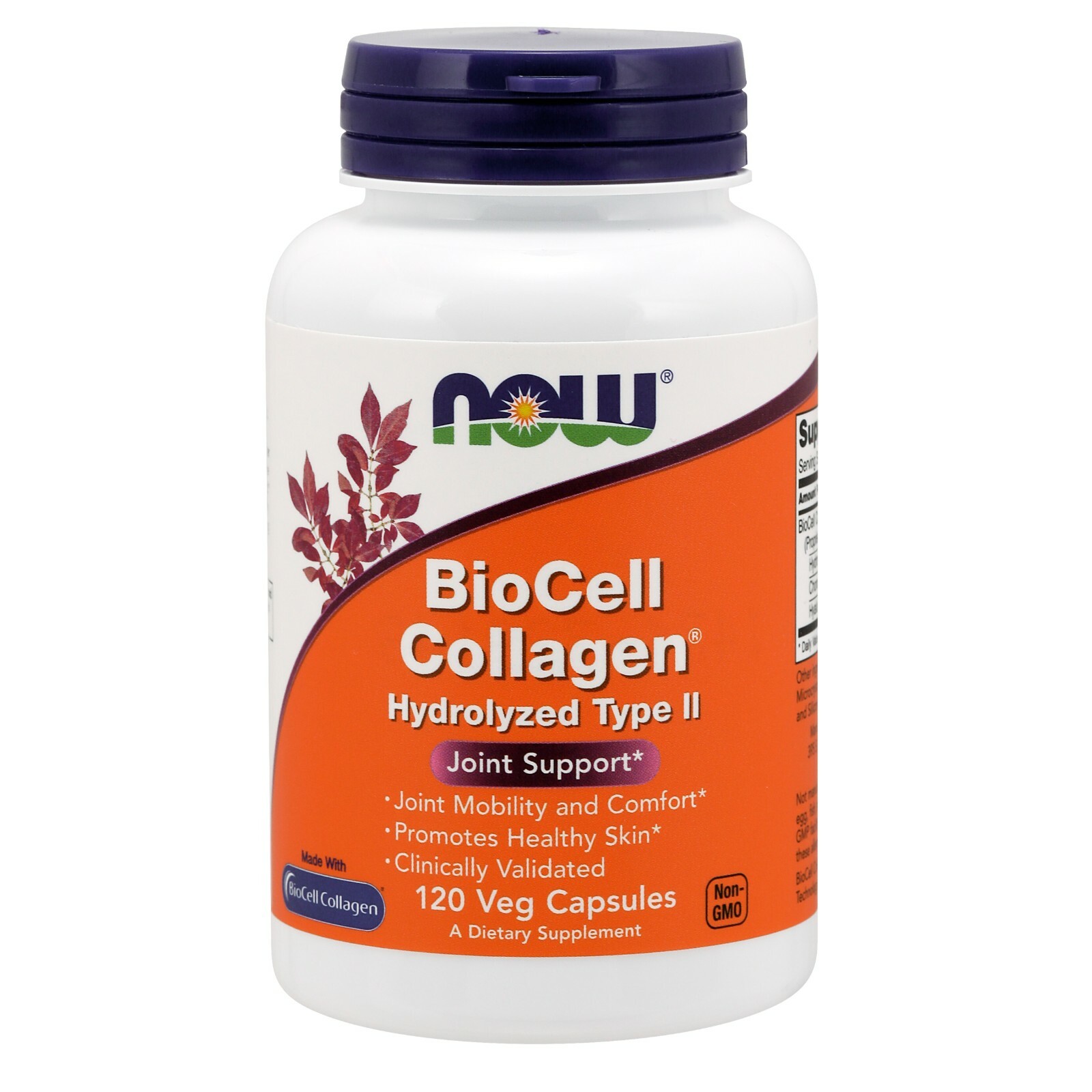 NOW Foods BioCell Collagen, гидролизованный тип II, 120 растительных капсул