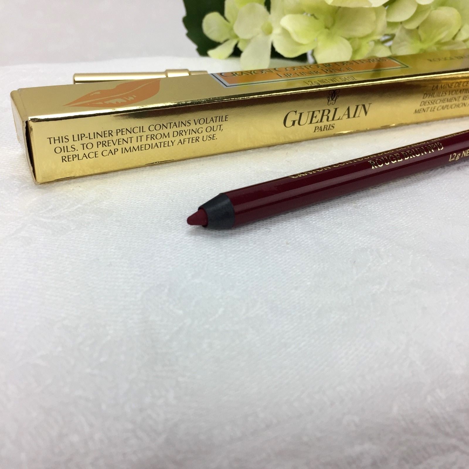 New Guerlain Paris Lip Liner Pencil No.13 Rouge Brun (Red Brown) in Box