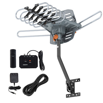 990 Mile Outdoor TV Antenna Motorized Amplified V/UHF HDTV 1080P 4K 360° Rotate