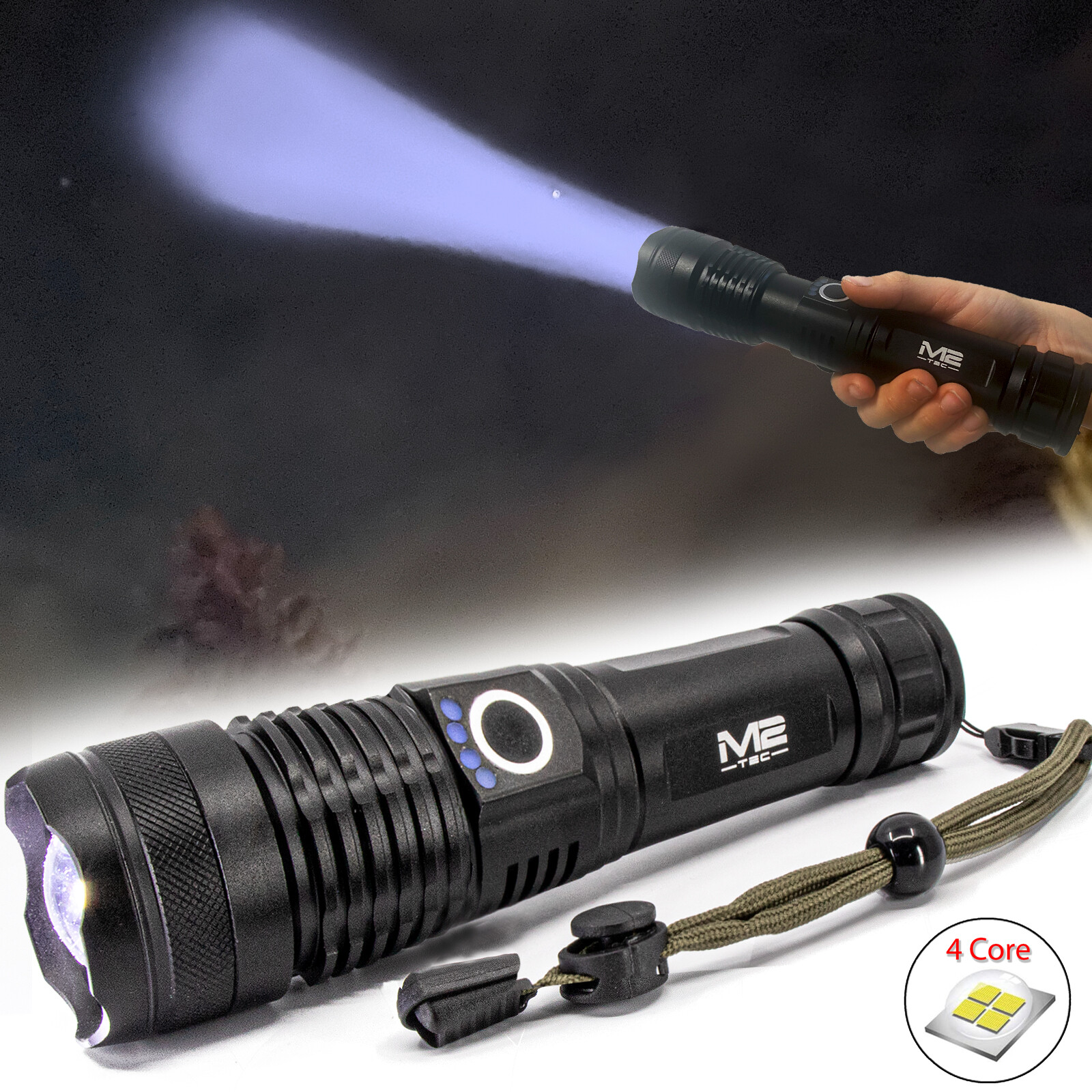 Taschenlampe Led 1000 meter Leuchtweite Militär Taktische USB Wiederaufladbar 
