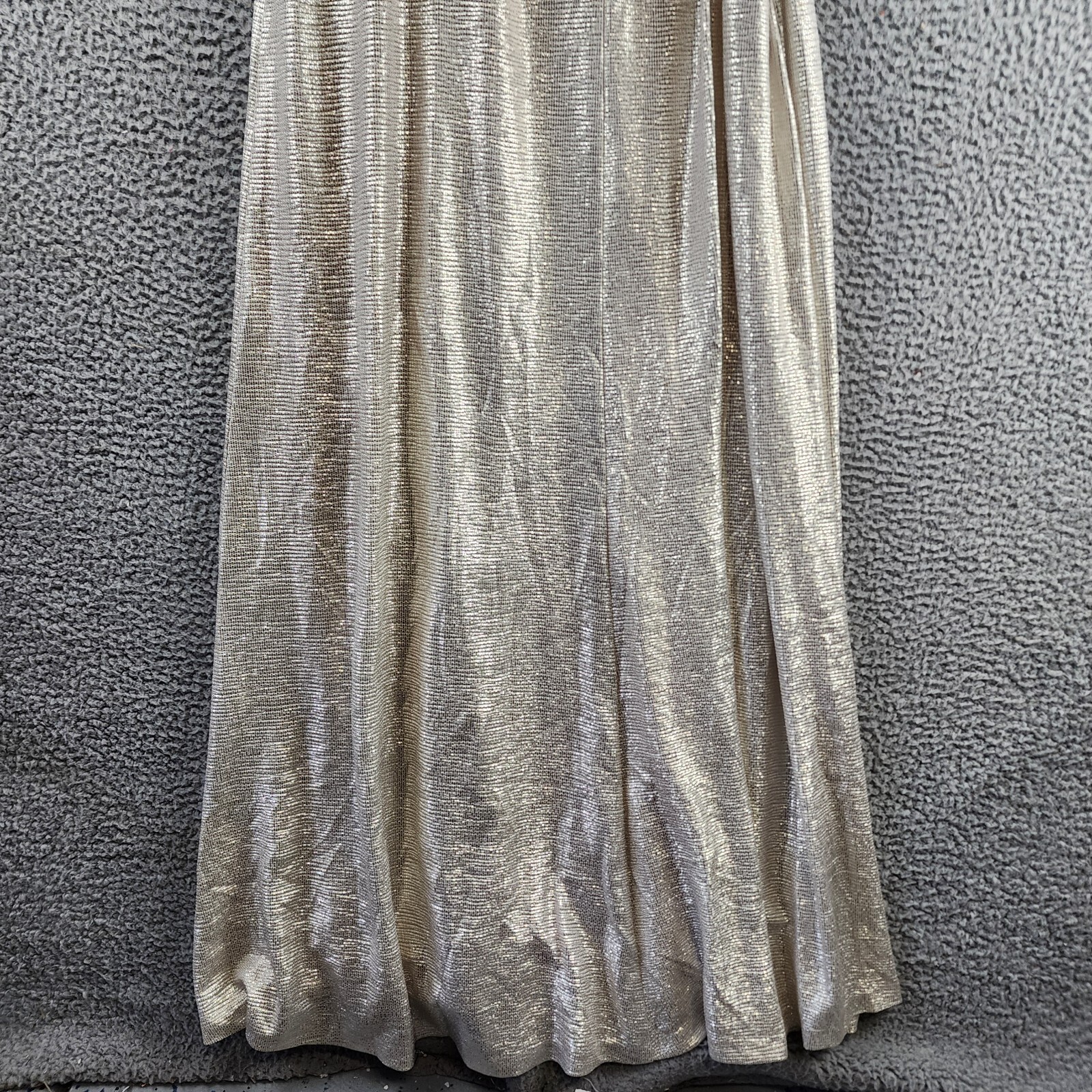 Ralph Lauren Metallic Flutter Sleeves Evening Dress Women 14 Gold V-Neck - Picture 10 of 18