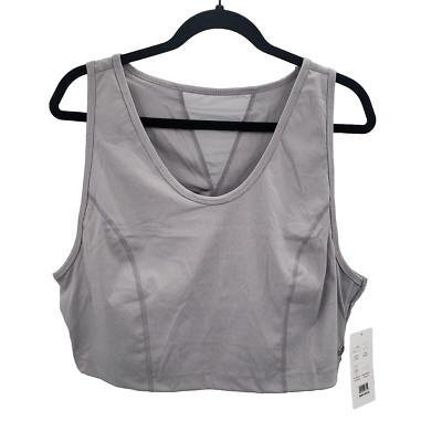 Jones New York Gray Long Line sports bra Women Plus Size 2x Medium Support Mesh