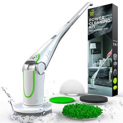 Ultimate White Portable Electric Spin Scrubber-5 Versatile Brush Heads Included