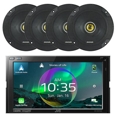 JVC In-Dash 6.8'' Touchscreen HDMI/WiFi Bluetooth Car Radio, 4x 6.5'' 300W Speaker
