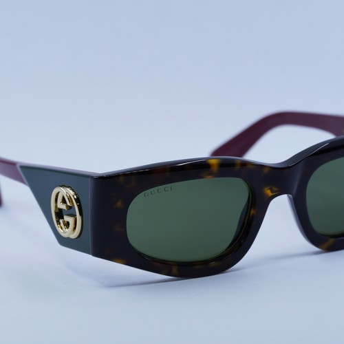 Pre-owned Gucci Gg1664s 002 Dark Havana With Red/dark Green 51-21-140 Sunglasses Au...