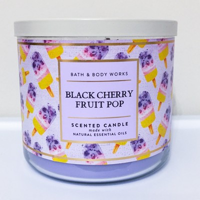 Bath & Body Works ~ BLACK CHERRY FRUIT POP ~ NEW 3 Wick Scented Candle FREE SHIP