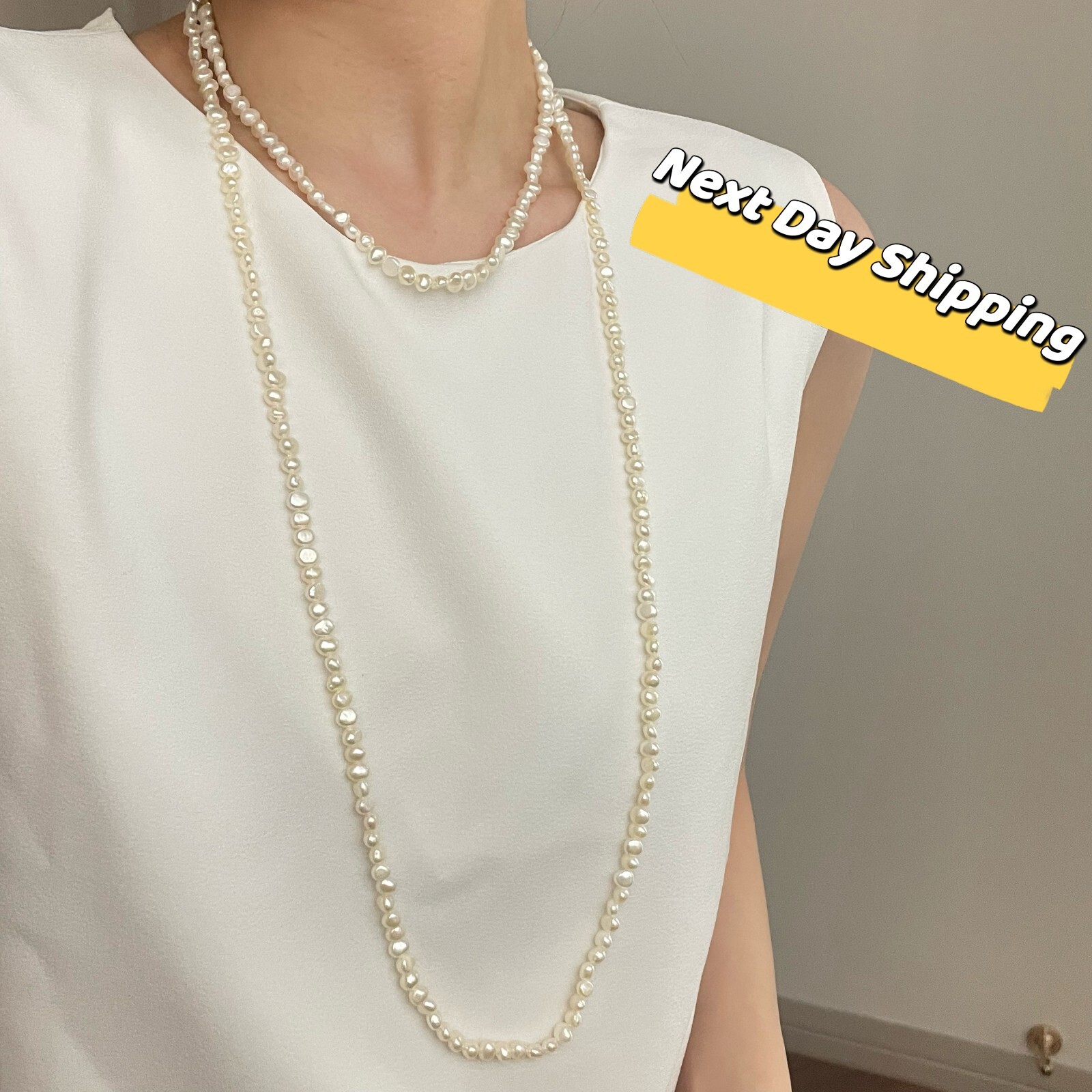 ★PEARLY MORE★ Little man Long Drop Necklace Nanis 18K White Gold Estate Diamond Drop Pendant Necklace