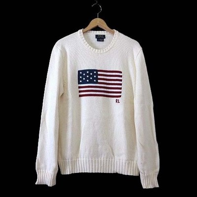 Vintage Polo Ralph Lauren American Flag Sweater Stars & Stripes USA Made M:JPN