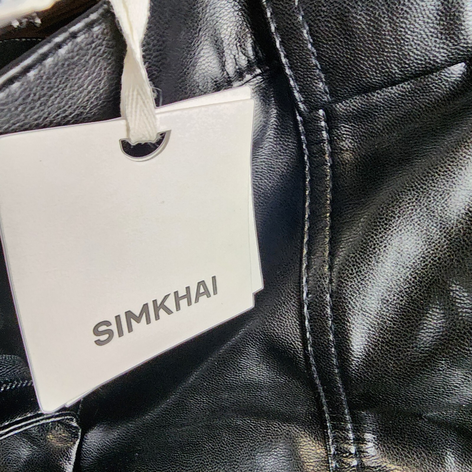 SIMKHAI Sofia Vegan Leather Cargo Pants Women's 2 Black Elastic Waist Snap Zip - Picture 9 of 13