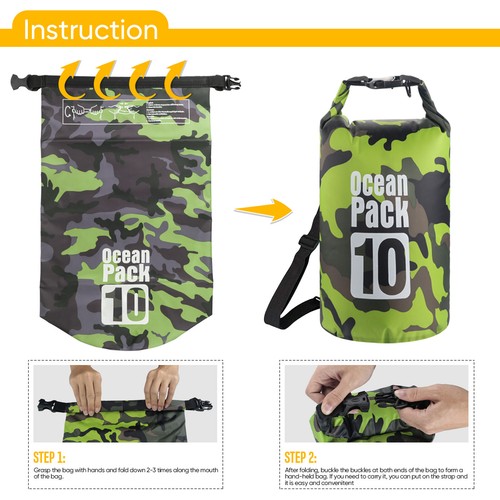 10L Waterproof DryBag Sack Backpack Ocean Pack Floating Boating Kayaking Camping