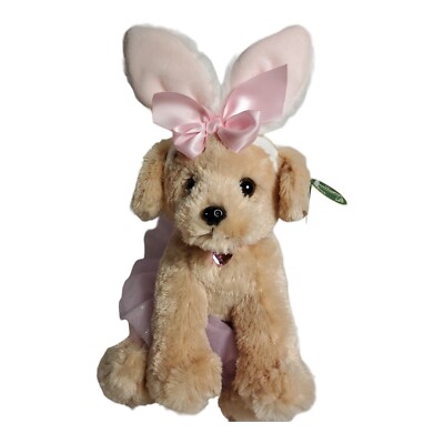 Bearington Collection Lil' Puppy Tutu NWT 540170 Pink Bow Bunny Ears Plush Toy 