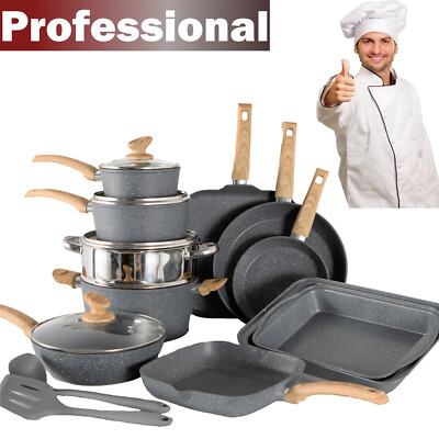 17Piece Pots and Pans Set Nonstick Induction Cookware Set Granite Coated Pot Set
